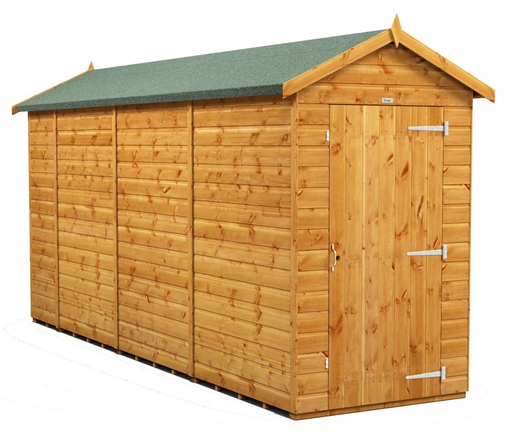 Power 14x4 Apex Garden Shed Windowless Apex Roof Garden Sheds