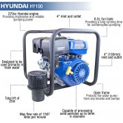Hyundai HY100 4" Professional Petrol Water Pump 389cc / 13hp